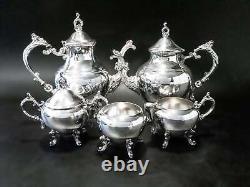 Vintage Silver Plate Tea Set Coffee Service Hibiscus FB Rogers 1960