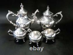 Vintage Silver Plate Tea Set Coffee Service Hibiscus FB Rogers 1960