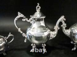 Vintage Silver Plate Tea Set Coffee Service Hibiscus FB Rogers 1960
