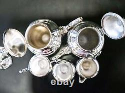 Vintage Silver Plate Tea Set Coffee Service Hibiscus FB Rogers 1960