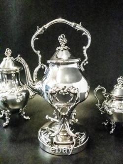 Vintage Silver Plate Tea Set Coffee Service Set With Tilting Pot Birmi