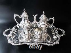 Vintage Silver Plate Tea Set Coffee Service Tray Seacrest Oneida