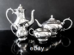 Vintage Silver Plate Tea Set Melon Finial Coffee Service William Adams