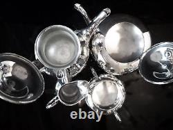 Vintage Silver Plate Tea Set Melon Finial Coffee Service William Adams