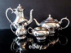 Vintage Silver Plate Tea Set Melon Finial Coffee Service William Adams Towle