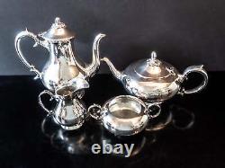 Vintage Silver Plate Tea Set Melon Finial Coffee Service William Adams Towle