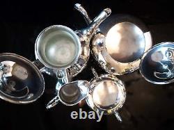 Vintage Silver Plate Tea Set Melon Finial Coffee Service William Adams Towle