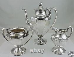 Vintage Silver Plate Tea/coffee/chocolate Pot, Sugar Bowl, Creamer Art Deco