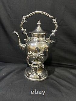 Vintage Silver Plate Teapot on Tilting Stand with Burner