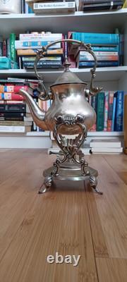 Vintage Silver Plate Teapot on Tilting Stand with Burner
