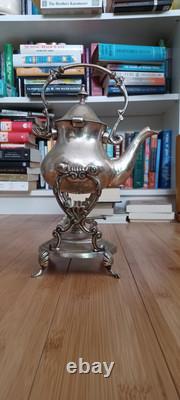 Vintage Silver Plate Teapot on Tilting Stand with Burner