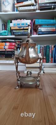 Vintage Silver Plate Teapot on Tilting Stand with Burner