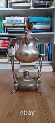 Vintage Silver Plate Teapot on Tilting Stand with Burner