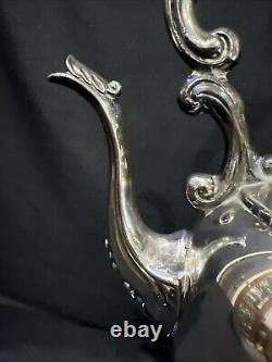 Vintage Silver Plate Teapot on Tilting Stand with Burner