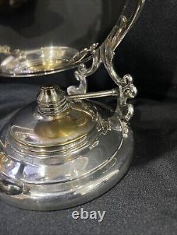 Vintage Silver Plate Teapot on Tilting Stand with Burner