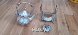 Vintage Silver Plate Teapot on Tilting Stand with Burner