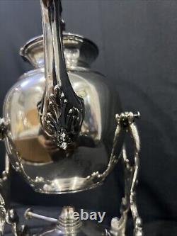 Vintage Silver Plate Teapot on Tilting Stand with Burner