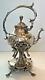 Vintage Silver Plate Teapot On Tilting Stand With Burner Victorian 14 Patina