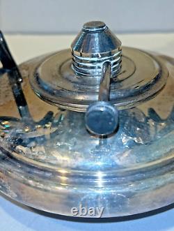 Vintage Silver Plate Teapot on Tilting Stand with Burner Victorian 14 Patina