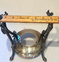 Vintage Silver Plate Teapot on Tilting Stand with Burner Victorian 14 Patina