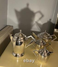 Vintage Silver-Plated Art Deco Tea Set Bauhaus Cubist WMF Josef Hoffmann Style