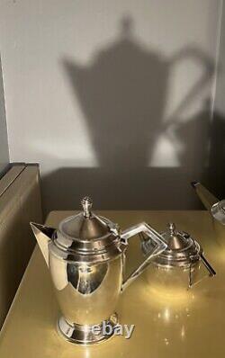Vintage Silver-Plated Art Deco Tea Set Bauhaus Cubist WMF Josef Hoffmann Style
