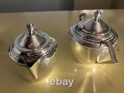 Vintage Silver-Plated Art Deco Tea Set Bauhaus Cubist WMF Josef Hoffmann Style