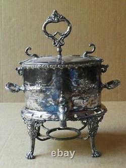 Vintage Silver Plated Metal Tea Water Coffee Warmer With Spigot
