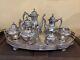 Vintage Silver Plated Ornate Tea Set 7 Piece Including Serving Tray