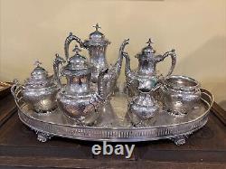 Vintage Silver Plated Ornate Tea Set 7 Piece including Serving Tray