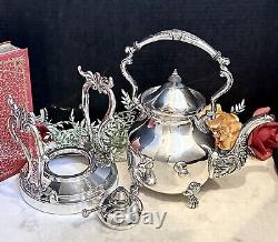 Vintage Silver Plated Tea Coffee Service Tilting Tea Pot BCS England 5 Pc Set