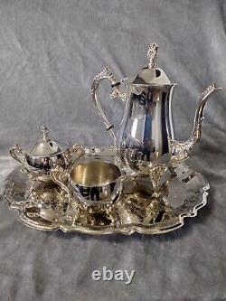 Vintage Silver Plated Tea Set Coffee Service and Tray Set- 5 Pieces