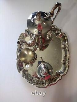 Vintage Silver Plated Tea Set Coffee Service and Tray Set- 5 Pieces