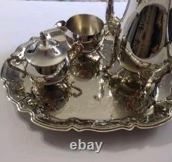 Vintage Silver Plated Tea Set Coffee Service and Tray Set- 5 Pieces