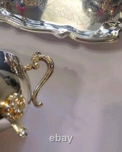 Vintage Silver Plated Tea Set Coffee Service and Tray Set- 5 Pieces