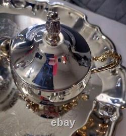 Vintage Silver Plated Tea Set Coffee Service and Tray Set- 5 Pieces