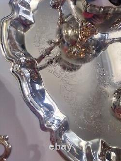 Vintage Silver Plated Tea Set Coffee Service and Tray Set- 5 Pieces
