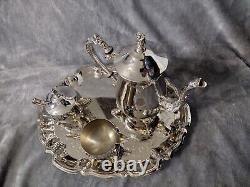 Vintage Silver Plated Tea Set Coffee Service and Tray Set- 5 Pieces