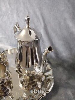 Vintage Silver Plated Tea Set Coffee Service and Tray Set- 5 Pieces