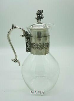 Vintage Silver Plated and Glass Coffee Tea Carafe Pitcher With Warmer Stand