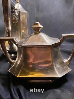 Vintage Silver Soldered Tea Pot 3 Piece Set Unique High Quality