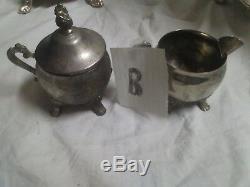 Vintage Silver Toned Coffee and Tea Supply Sets 10pcs, Urns, Trays, Creamers etc