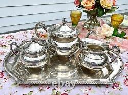 Vintage Silverplate 4 pc Tea Set Community Ascot Sheffield Repro & Tray