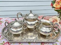 Vintage Silverplate 4 pc Tea Set Community Ascot Sheffield Repro & Tray