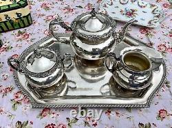 Vintage Silverplate 4 pc Tea Set Community Ascot Sheffield Repro & Tray