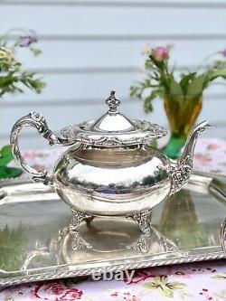 Vintage Silverplate 4 pc Tea Set Community Ascot Sheffield Repro & Tray