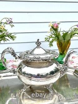 Vintage Silverplate 4 pc Tea Set Community Ascot Sheffield Repro & Tray