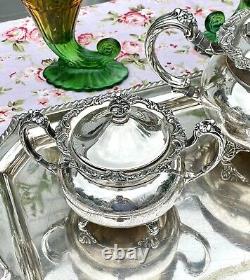 Vintage Silverplate 4 pc Tea Set Community Ascot Sheffield Repro & Tray