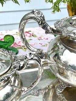 Vintage Silverplate 4 pc Tea Set Community Ascot Sheffield Repro & Tray