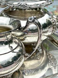 Vintage Silverplate 4 pc Tea Set Community Ascot Sheffield Repro & Tray